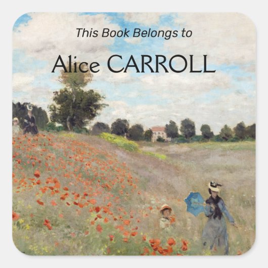 Claude Monet - Poppy Field Vierkante Sticker (Voorkant)