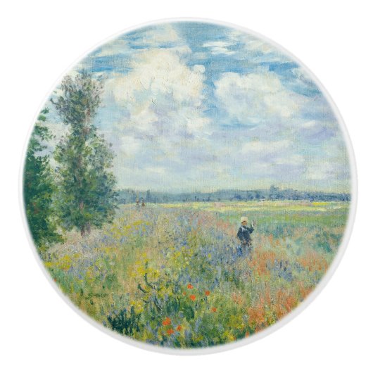 Claude Monet - Poppy Fields bij Argenteuil (1875) Keramische Knop (Voorkant)