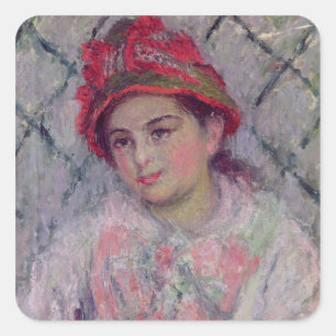 Claude Monet   Portret van Blanche Hoschede Vierkante Sticker