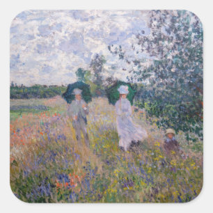 Claude Monet - Promenade bij Argenteuil Vierkante Sticker