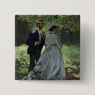 Claude Monet Promenaders, Bazille, Camille Vierkante Button 5,1 Cm