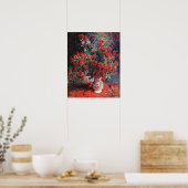 Claude Monet_Red Chrysanthemums Flowers - Poster (Keuken)