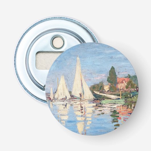 Claude Monet - Regattas in Argenteuil Button Flesopener (Voorkant)