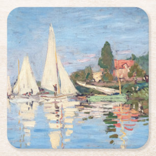 Claude Monet - Regattas in Argenteuil Vierkante Kartonnen Onderzetter