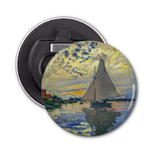 Claude Monet - Sailboot in Le Petit-Gennevilliers Button Flesopener