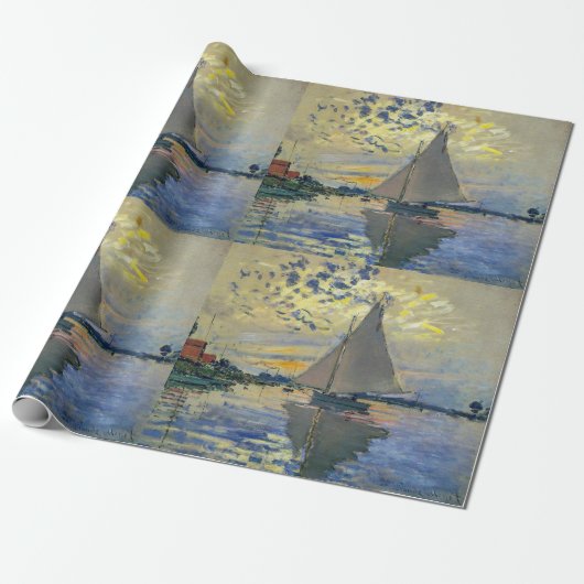 Claude Monet - Sailboot in Le Petit-Gennevilliers Cadeaupapier (Uitgerold)