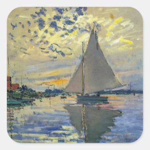 Claude Monet - Sailboot in Le Petit-Gennevilliers Vierkante Sticker