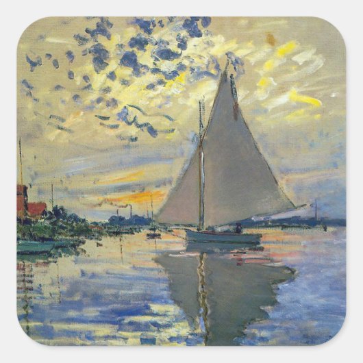 Claude Monet - Sailboot in Le Petit-Gennevilliers Vierkante Sticker (Voorkant)