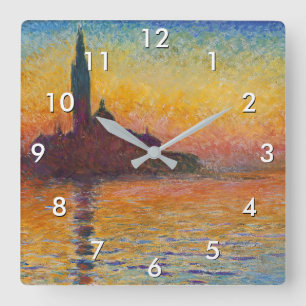 Claude Monet - San Giorgio Maggiore bij schemering Vierkante Klok