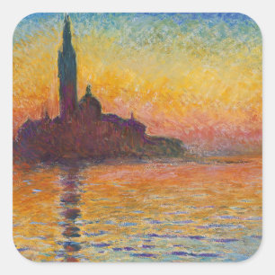 Claude Monet - San Giorgio Maggiore bij schemering Vierkante Sticker
