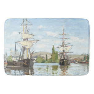 Claude Monet. Schepen die op de zegen in Rouen rij Badmat