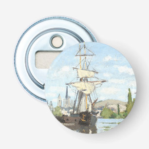 Claude Monet. Schepen die op de zegen in Rouen rij Button Flesopener