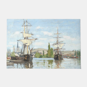 Claude Monet. Schepen die op de zegen in Rouen rij Deurmat