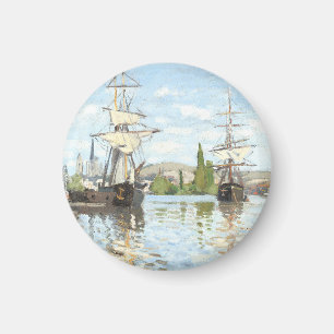 Claude Monet. Schepen die op de zegen in Rouen rij Magneet