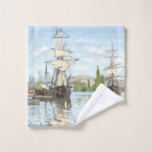 Claude Monet. Schepen die op de zegen in Rouen rij Washandje