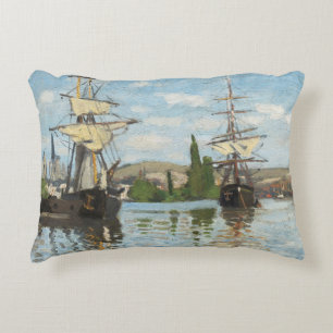Claude Monet Schepen die op de zegen in Rouen va Decoratief Kussen