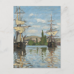 Claude Monet Ships Riding op de Seine in Rouen Briefkaart