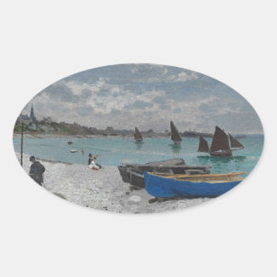 Claude Monet Sky Clouds Boten Schepen Zee Oceaan Ovale Sticker