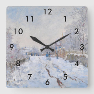 Claude Monet - Sneeuwtafereel bij Argenteuil Vierkante Klok