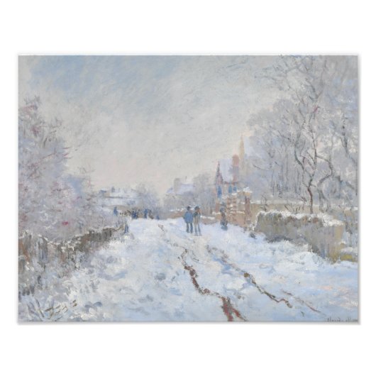 Claude Monet - Snow Scene in Argenteuil Foto Afdruk (Voorkant)