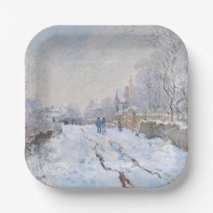 Claude Monet - Snow Scene in Argenteuil Papieren Bordje