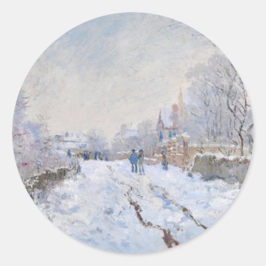 Claude Monet - Snow Scene in Argenteuil Ronde Sticker (Voorkant)