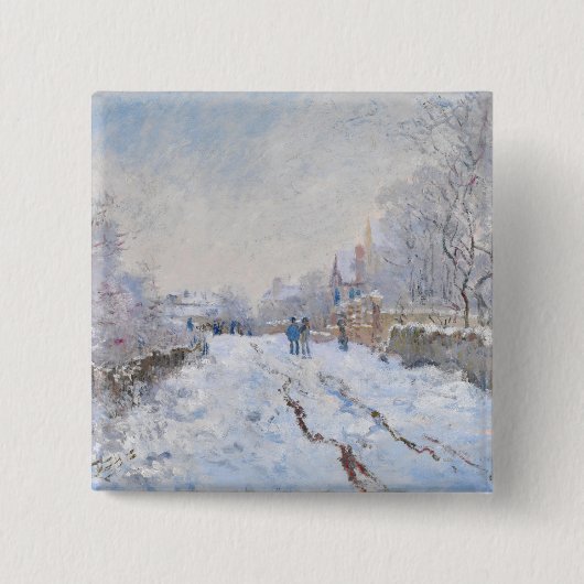 Claude Monet - Snow Scene in Argenteuil Vierkante Button 5,1 Cm (Voorkant)