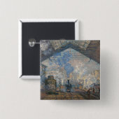 Claude Monet - St. Lazare Station buiten uitzicht Vierkante Button 5,1 Cm (Voorkant /achterkant)
