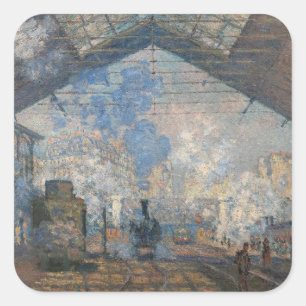 Claude Monet - St. Lazare Station buiten uitzicht Vierkante Sticker
