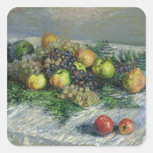 Claude Monet   Stilleven met peren en druiven Vierkante Sticker