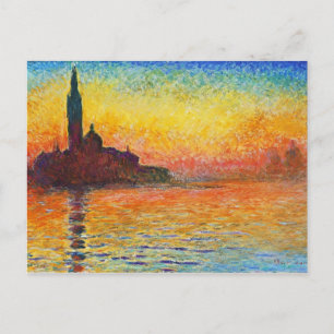 Claude Monet Sunset in Venetië Impressionistische  Briefkaart