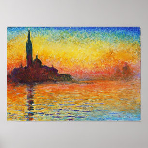 Claude Monet Sunset in Venetië Impressionistische Poster