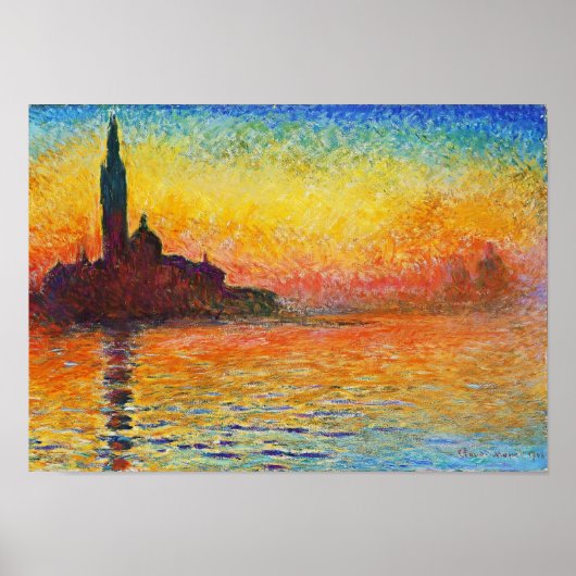 Claude Monet Sunset in Venetië Impressionistische Poster (Voorkant)