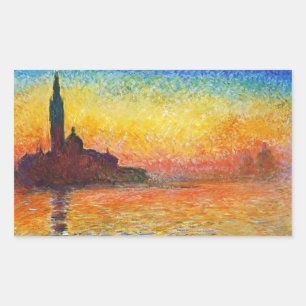 Claude Monet Sunset in Venetië Impressionistische  Rechthoekige Sticker