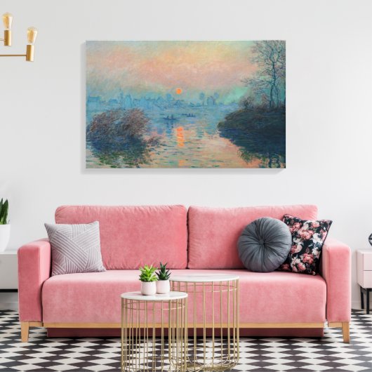 Claude Monet - Sunset on the Seine at Lavacourt Canvas Afdruk (Insitu (Woonkamer))