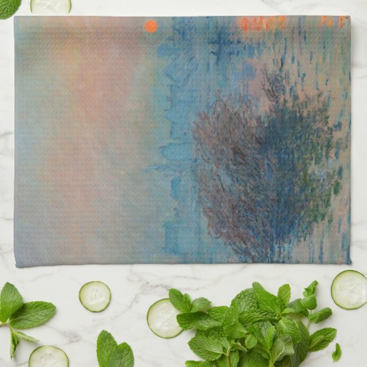 Claude Monet - Sunset on the Seine at Lavacourt Theedoek (Gevouwen)