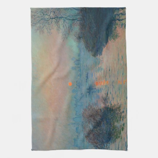 Claude Monet - Sunset on the Seine at Lavacourt Theedoek (Verticaal)