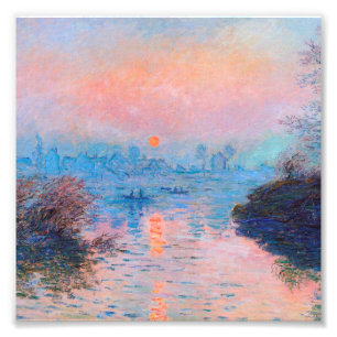 Claude Monet - Sunset on the Seine Foto Afdruk