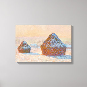 Claude Monet - Tarwestapels, Sneeuweffect, Ochtend Canvas Afdruk