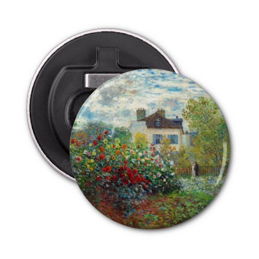 Claude Monet - The Artiest's Garden in Argenteuil Button Flesopener (Voorkant)