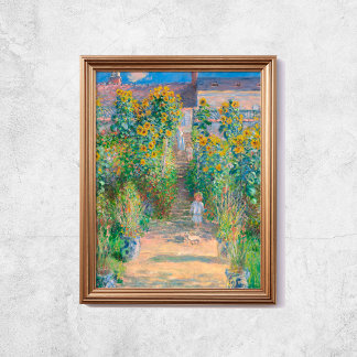Claude Monet The Artists Garden Sunflower Old Art Poster