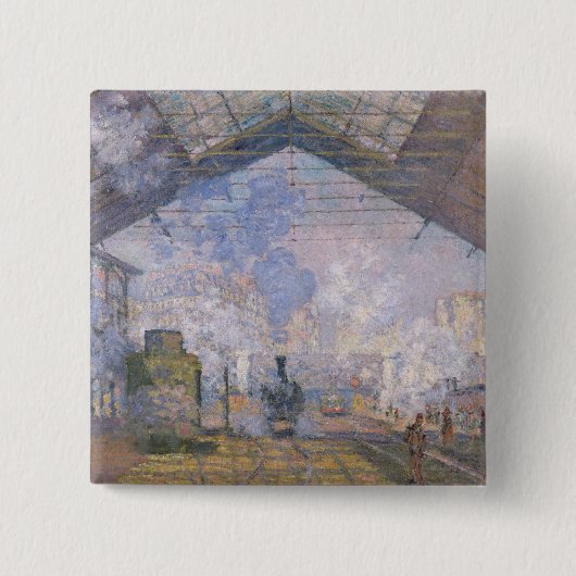 Claude Monet | The Gare St. Lazare, 1877 Vierkante Button 5,1 Cm (Voorkant)