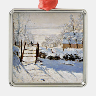 Claude Monet, The Magpie, beroemd schilderij, Metalen Ornament