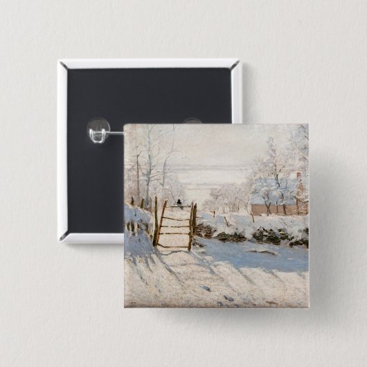Claude Monet - The Magpie Vierkante Button 5,1 Cm (Voorkant /achterkant)