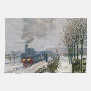 Claude Monet - Trein in de sneeuw / De locomotief Theedoek