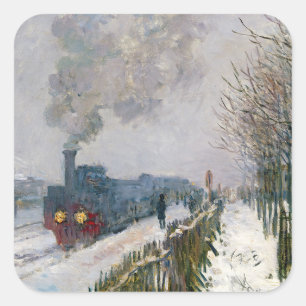 Claude Monet - Trein in de Sneeuw / De Locomotief Vierkante Sticker
