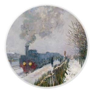 Claude Monet - Trein in in de Sneeuw / De Locomoti Keramische Knop