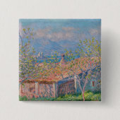 Claude Monet - Tuinmanshuis in Antibes Vierkante Button 5,1 Cm (Voorkant)