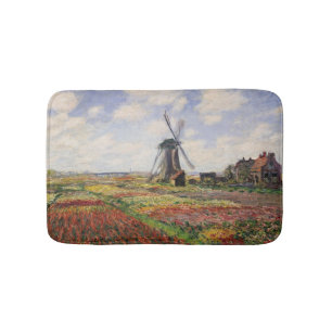 Claude Monet   Tulip Fields Rijnsburg Windmill Badmat