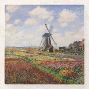 Claude Monet   Tulip Fields Rijnsburg Windmill Glazen Onderzetter